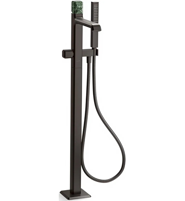 Vòi bồn tắm gắn sàn đá cẩm thạch xanh - màu đen Kallista P32713-GTM-BGP