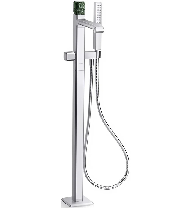 Vòi bồn tắm gắn sàn đá cẩm thạch xanh - màu nickel Kallista P32713-GTM-BN