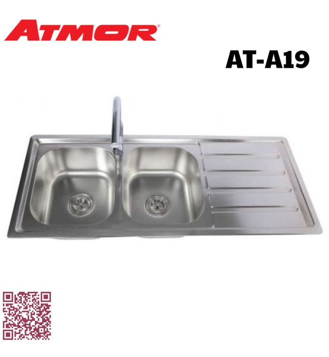 Chậu rửa chén 2 hố 1 bàn 120x50cm ATMOR AT-A19 (ATA19)