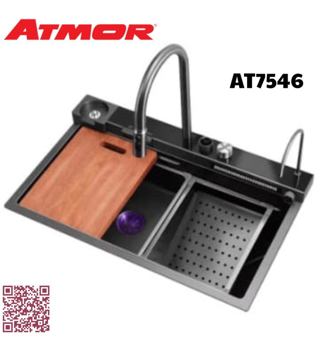 Chậu rửa chén đa năng 1 hộc kết hợp bộ điều khiển vòi Atmor AT7546