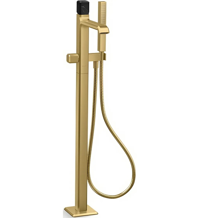 Vòi bồn tắm gắn sàn đá cẩm thạch đen - màu nickel Kallista P32713-NM-BN