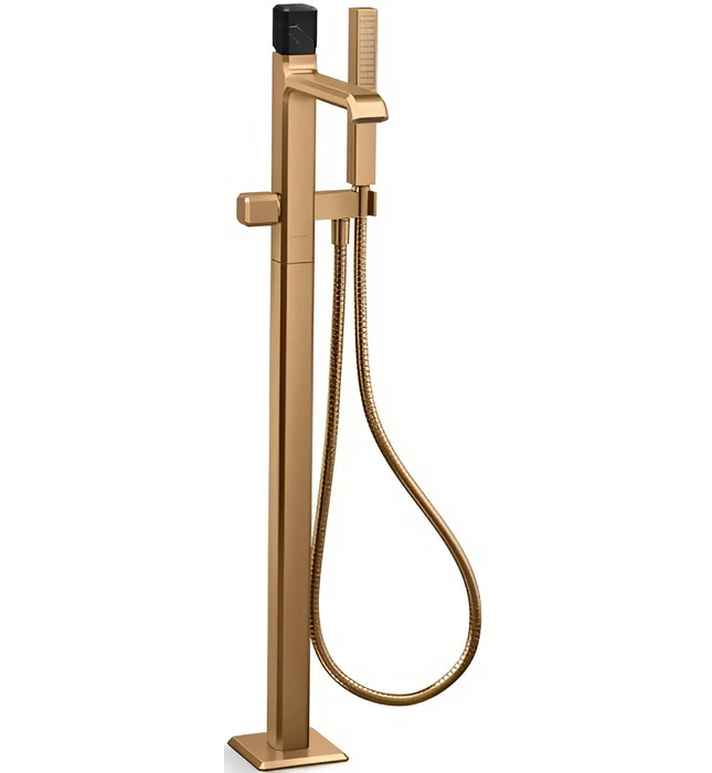 Vòi bồn tắm gắn sàn đá cẩm thạch đen - màu đồng Kallista P32713-NM-2MB