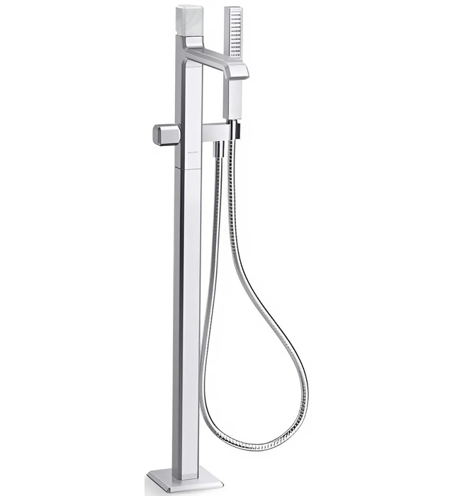 Vòi bồn tắm gắn sàn đá cẩm thạch trắng - màu chrome Kallista P32713-WC-CP