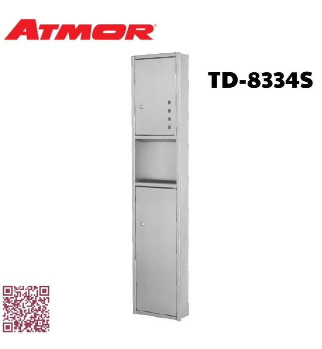Hộp giấy vệ sinh âm tường inox 304 ATMOR TD-8334S (TD8334S)