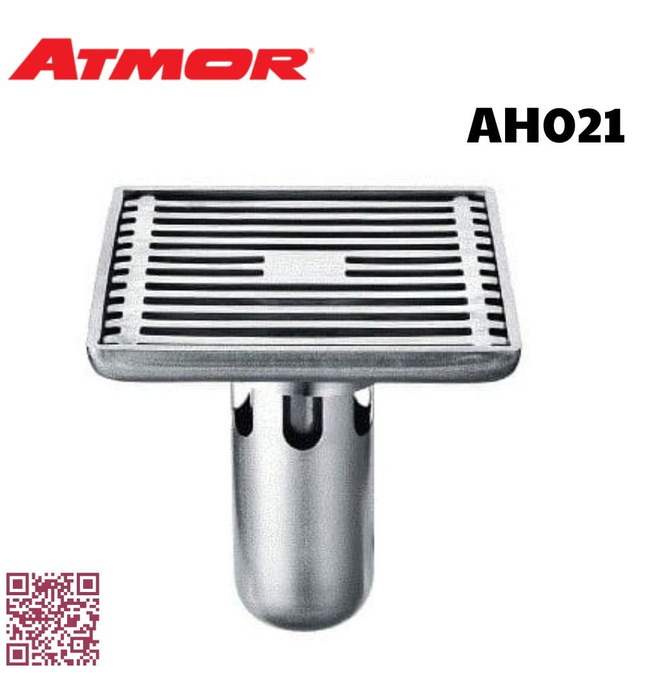 Phễu thoát sàn inox 10x10cm Ø60 ATMOR AH021
