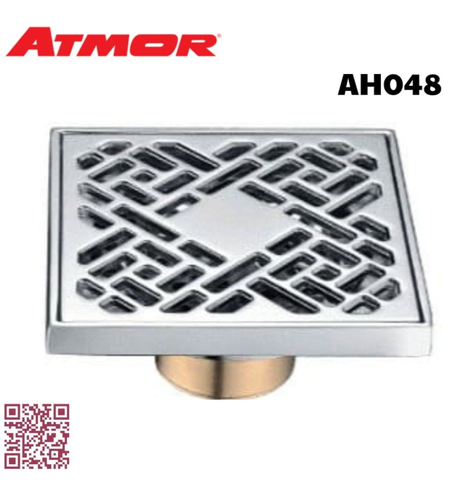 Phễu thoát sàn đồng mạ chrome 10x10cm ATMOR AH048