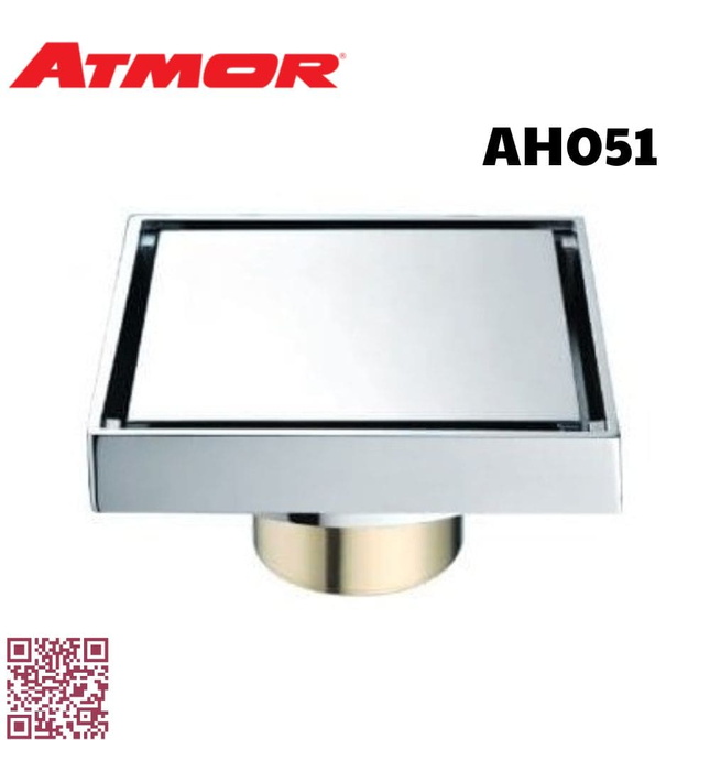 Phễu thoát sàn đồng mạ chrome 10x10cm ATMOR AH051