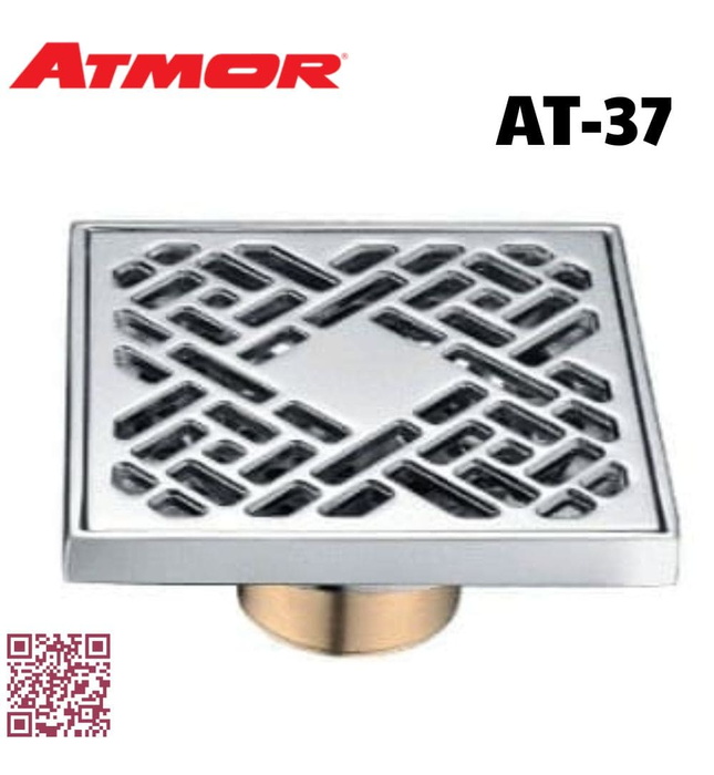 Phễu thoát sàn đồng mạ chrome 10x10cm ATMOR AT-37