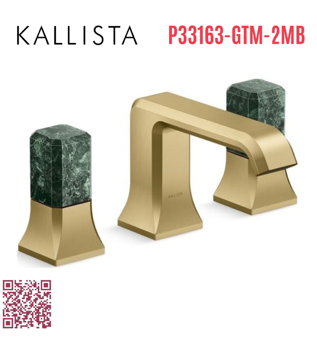 Vòi chậu rửa mặt 3 lỗ - đá cẩm thạch xanh màu đồng Kallista P33163-GTM-2MB