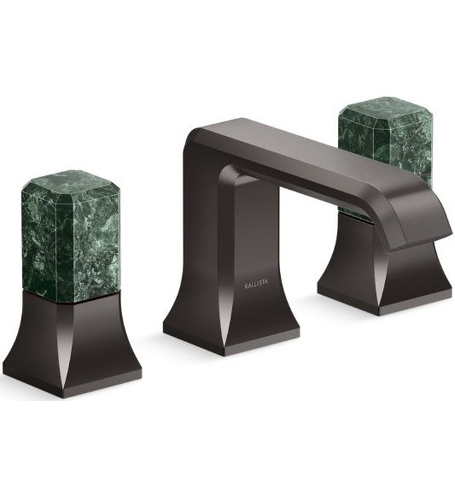 Vòi chậu rửa mặt 3 lỗ - đá cẩm thạch xanh màu nickel Kallista P33163-GTM-BN