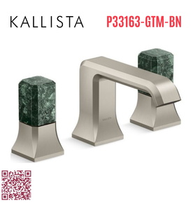 Vòi chậu rửa mặt 3 lỗ - đá cẩm thạch xanh màu nickel Kallista P33163-GTM-BN