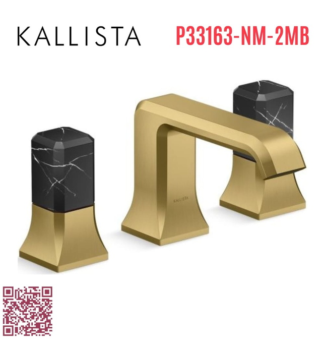 Vòi chậu rửa mặt 3 lỗ - đá cẩm thạch đen màu đồng Kallista P33163-NM-2MB