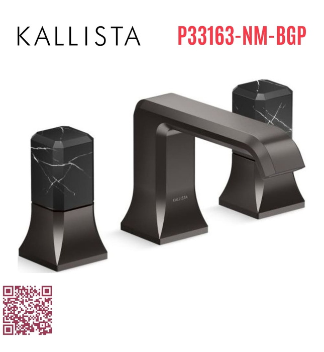 Vòi chậu rửa mặt 3 lỗ - đá cẩm thạch đen màu đen Kallista P33163-NM-BGP
