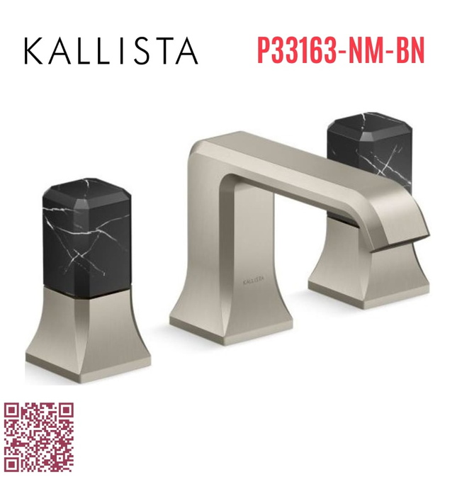Vòi chậu rửa mặt 3 lỗ - đá cẩm thạch đen màu nickel Kallista P33163-NM-BN