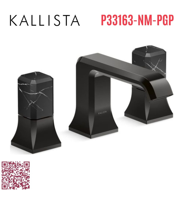 Vòi chậu rửa mặt 3 lỗ - đá cẩm thạch đen màu đen Kallista P33163-NM-PGP