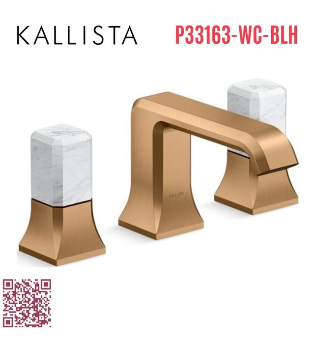 Vòi chậu rửa mặt 3 lỗ - đá cẩm thạch trắng màu đồng Kallista P33163-WC-BLH