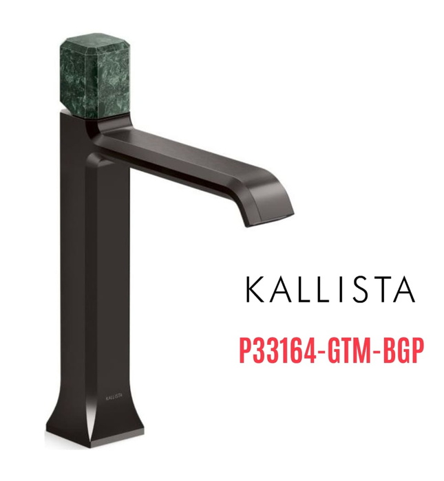 Vòi lavabo 1 lỗ thân cao - đá xanh - màu đen Kallista P33164-GTM-BGP