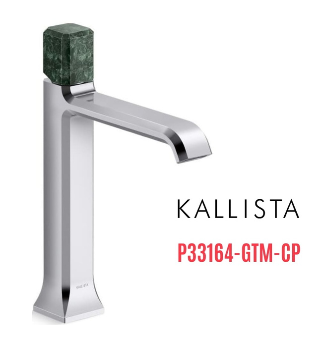 Vòi lavabo 1 lỗ thân cao - đá xanh - màu chrome Kallista P33164-GTM-CP