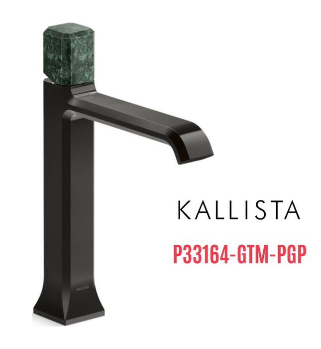 Vòi lavabo 1 lỗ thân cao - đá xanh - màu đen Kallista P33164-GTM-PGP