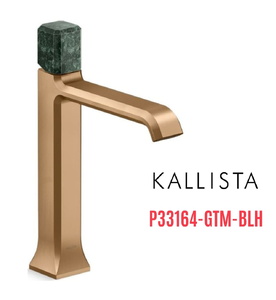 Vòi lavabo 1 lỗ thân cao - đá xanh - màu đồng Kallista P33164-GTM-BLH