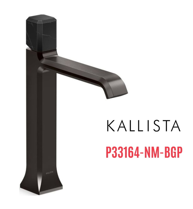 Vòi lavabo 1 lỗ thân cao - đá đen - màu đen Kallista P33164-NM-BGP