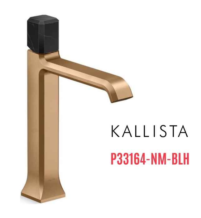 Vòi lavabo 1 lỗ thân cao - đá đen - màu đồng Kallista P33164-NM-BLH