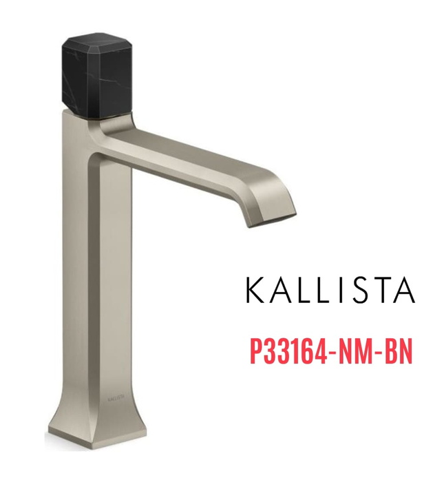 Vòi lavabo 1 lỗ thân cao - đá đen - màu nickel Kallista P33164-NM-BN
