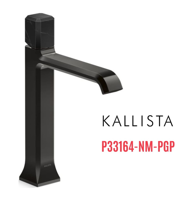 Vòi lavabo 1 lỗ thân cao - đá đen - màu đen Kallista P33164-NM-PGP