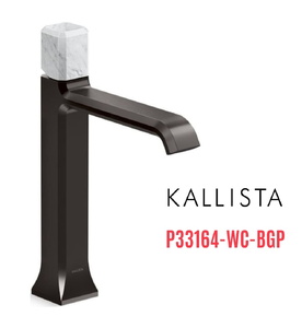 Vòi lavabo 1 lỗ thân cao - đá trắng - màu đen Kallista P33164-WC-BGP
