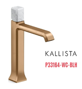 Vòi lavabo 1 lỗ thân cao - đá trắng - màu đồng Kallista P33164-WC-BLH
