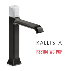 Vòi lavabo 1 lỗ thân cao - đá trắng - màu đen Kallista P33164-WC-PGP