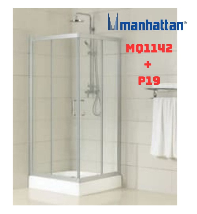 Cabin tắm đứng kính cửa lùa kèm đế Manhattan MQ1142 + P19