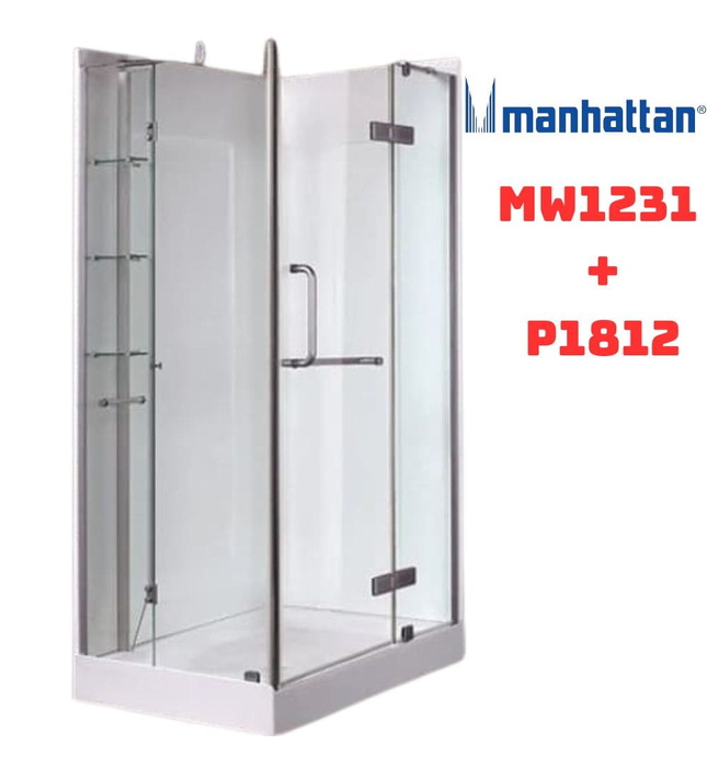 Cabin tắm đứng kính cửa mở kèm đế Manhattan MW1231+P1812