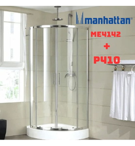Cabin tắm đứng kính cửa lùa kèm đế Manhattan ME4142 + P410