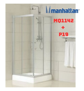 Cabin tắm đứng kính cửa lùa kèm đế Manhattan MQ1142 + P19