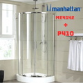 Cabin tắm đứng kính cửa lùa kèm đế Manhattan ME4142 + P410