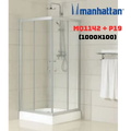 Cabin tắm đứng kính cửa lùa kèm đế Manhattan MQ1142 + P19( 1000x1000)
