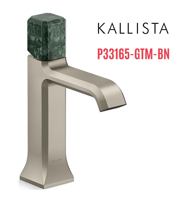 Vòi lavabo nóng lạnh 1 lỗ - đá xanh - màu nickel Kallista P33165-GTM-BN
