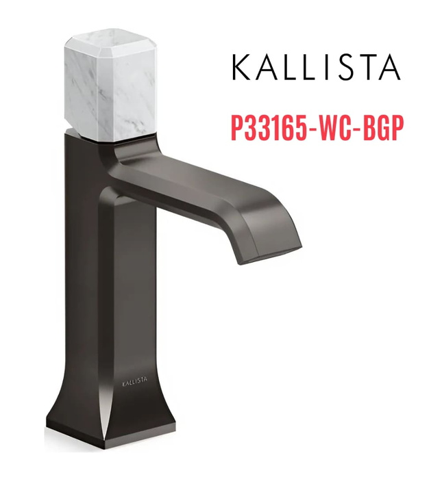 Vòi lavabo nóng lạnh 1 lỗ - đá trắng - màu đen Kallista P33165-WC-BGP