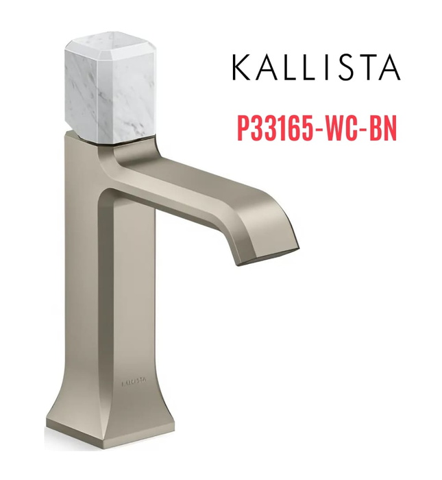 Vòi lavabo nóng lạnh 1 lỗ - đá trắng - màu nickel Kallista P33165-WC-BN