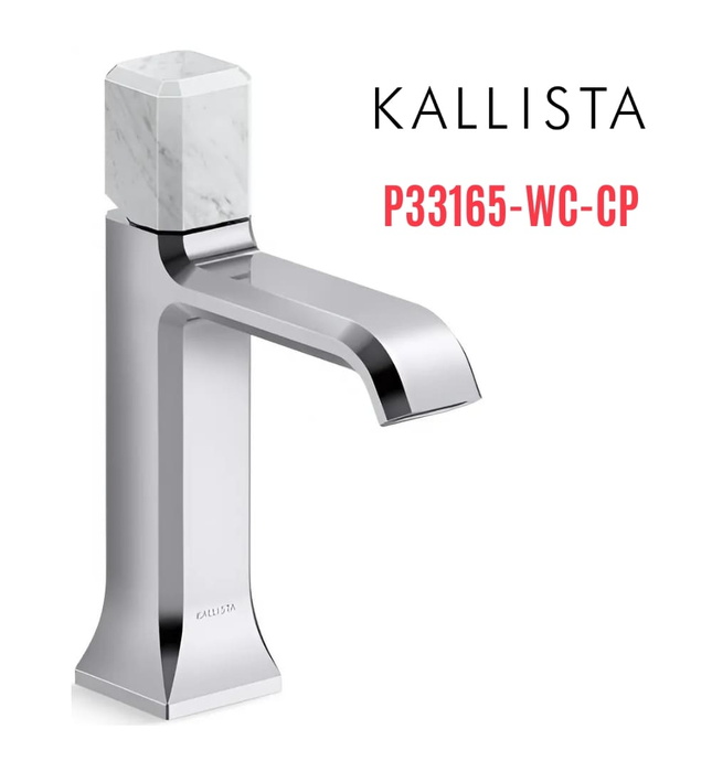 Vòi lavabo nóng lạnh 1 lỗ - đá trắng - màu chrome Kallista P33165-WC-CP