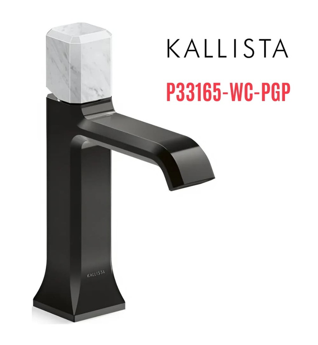 Vòi lavabo nóng lạnh 1 lỗ - đá trắng - màu đen Kallista P33165-WC-PGP
