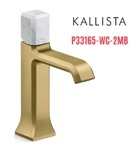 Vòi lavabo nóng lạnh 1 lỗ - đá trắng - màu đồng Kallista P33165-WC-2MB