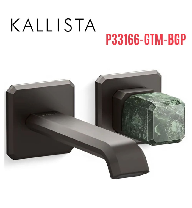 Vòi chậu lavabo gắn tường - đá xanh - màu đen Kallista P33166-GTM-BGP