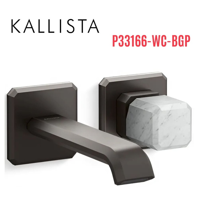 Vòi chậu lavabo gắn tường - đá trắng - màu đen Kallista P33166-WC-BGP
