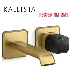 Vòi chậu lavabo gắn tường - đá đen - màu đồng Kallista P33166-NM-2MB