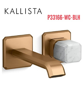 Vòi chậu lavabo gắn tường - đá trắng - màu đồng Kallista P33166-WC-BLH