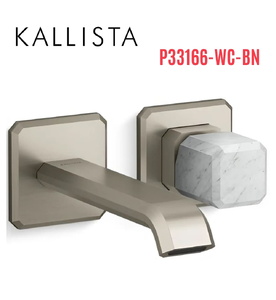 Vòi chậu lavabo gắn tường - đá trắng - màu nickel Kallista P33166-WC-BN
