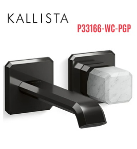 Vòi chậu lavabo gắn tường - đá trắng - màu đen Kallista P33166-WC-PGP