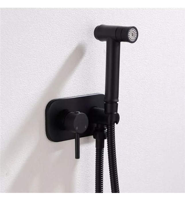 Vòi xịt vệ sinh nóng lạnh âm tường màu đen Miken F-7503B 